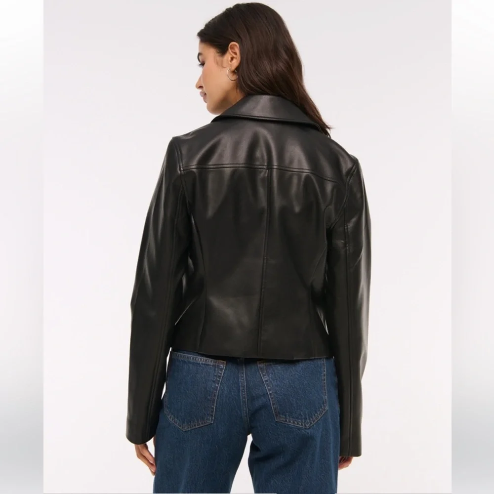 NWT Abercrombie Slim Zip Vegan Leather Jacket - Picture 4 of 7